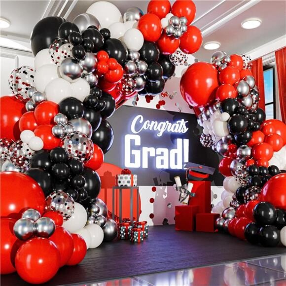 ALL-IN-1 Red Black and White Balloon Arch Kit for Red and Black Birthday Party - Picture 6 of 7